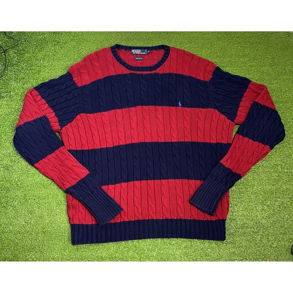 Vintage Polo Ralph Lauren Chunky Knit Sweater XL Cable Knit 90s Polo Sweater EUC